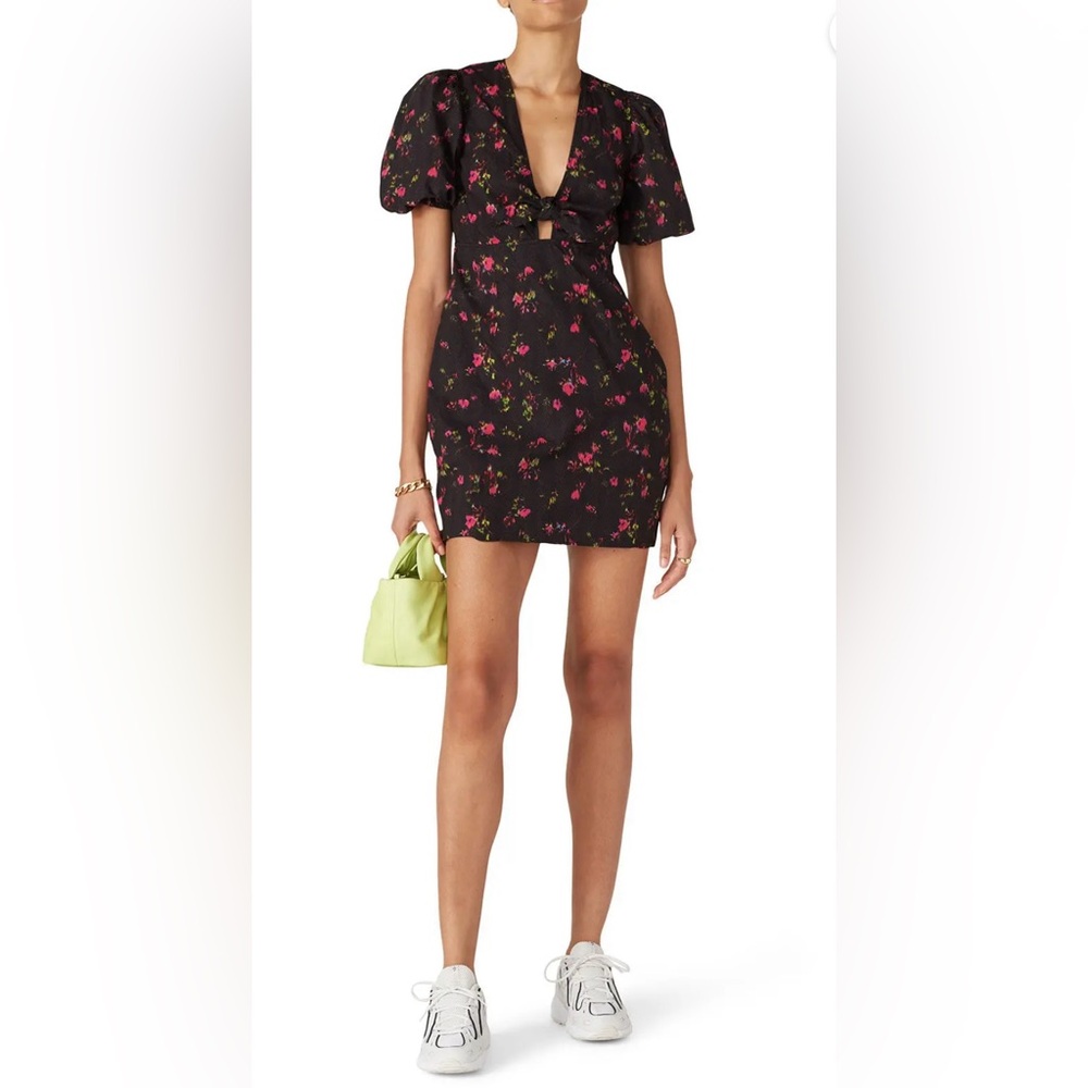 Pam & Gela NWOT Neon Ditsy Floral Black Mini SZ S Revolve